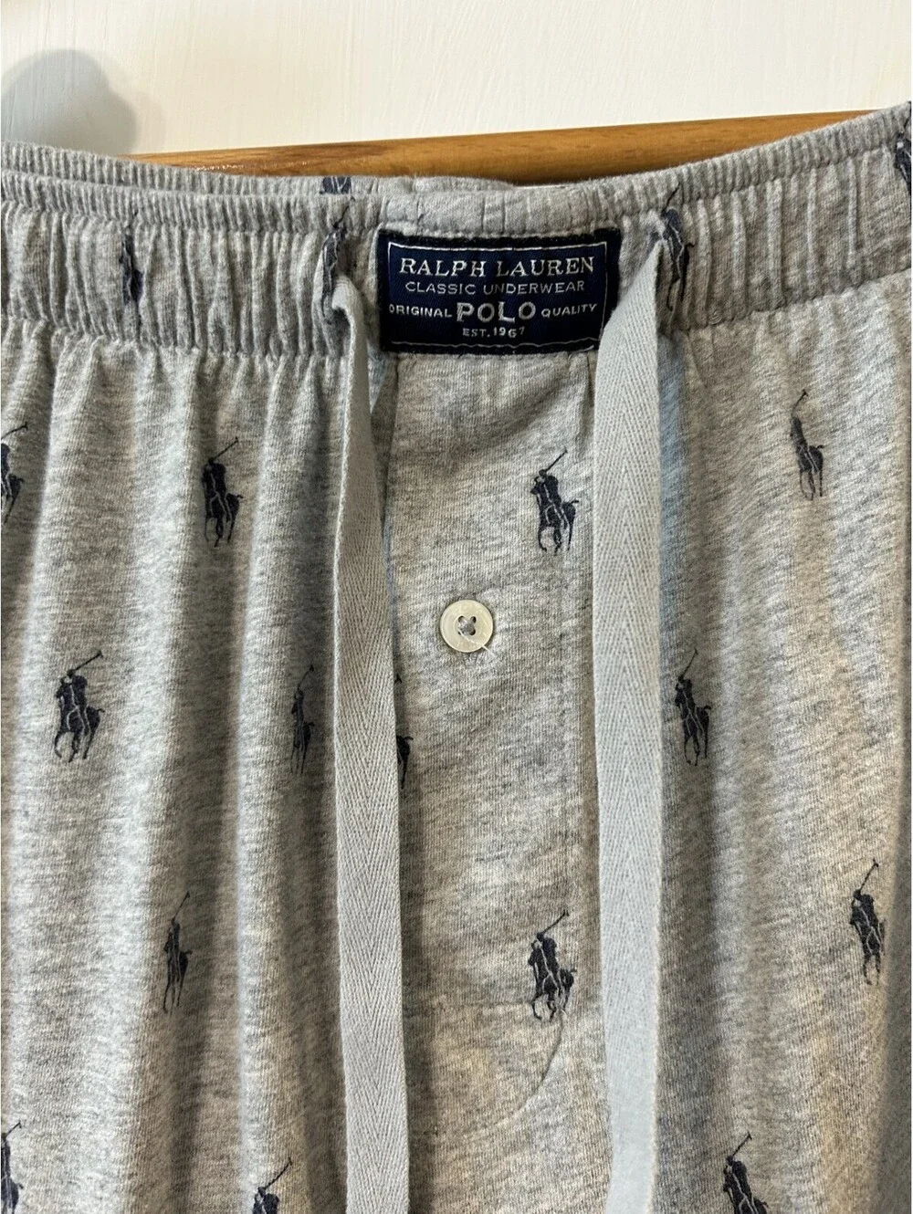 Polo Ralph Lauren Sleeping Pants Gray All Over Pony Lightweight Soft Size Large
